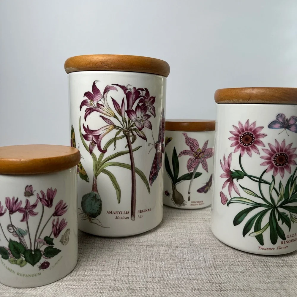 Vintage Portmeirion Botanic Garden Ceramic Canister Set of 4 | 1970s
